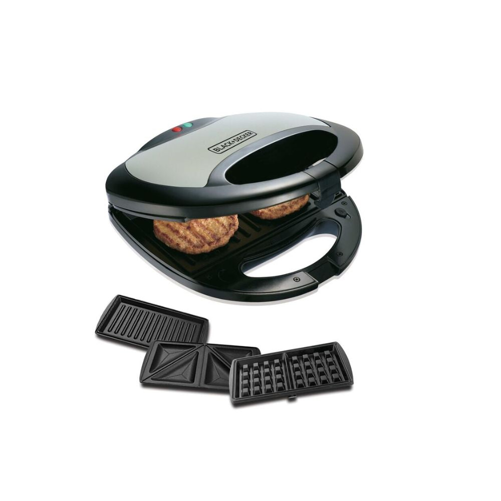 BLACK DECKER 3 in 1 Sandwich Grill Waffle Maker 750W Grazie