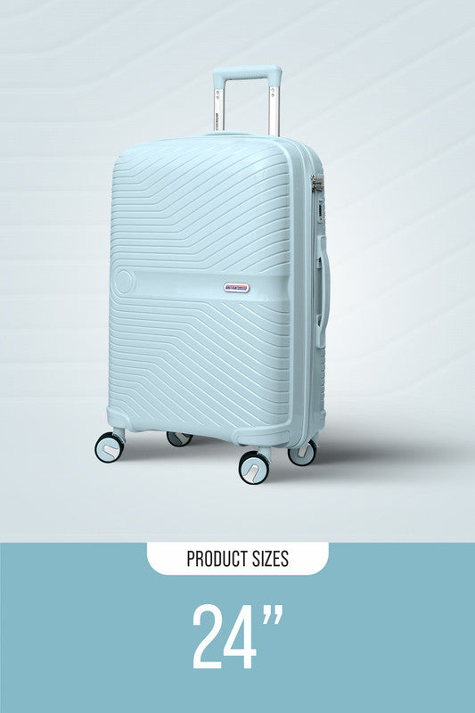 British Tourister Polypropylene Spinner Check In Large Luggage Trolley 24 Inch Sky Blue