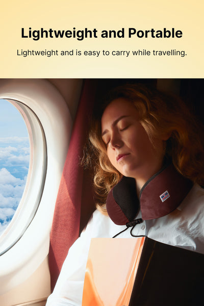 British Tourister Travel Pillow, Memory Foam, Airplane Neck Pillow Coffee Brown