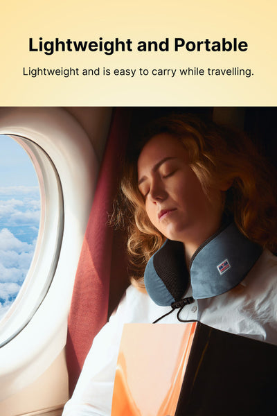 British Tourister Travel Pillow, Memory Foam, Airplane Neck Pillow Grey
