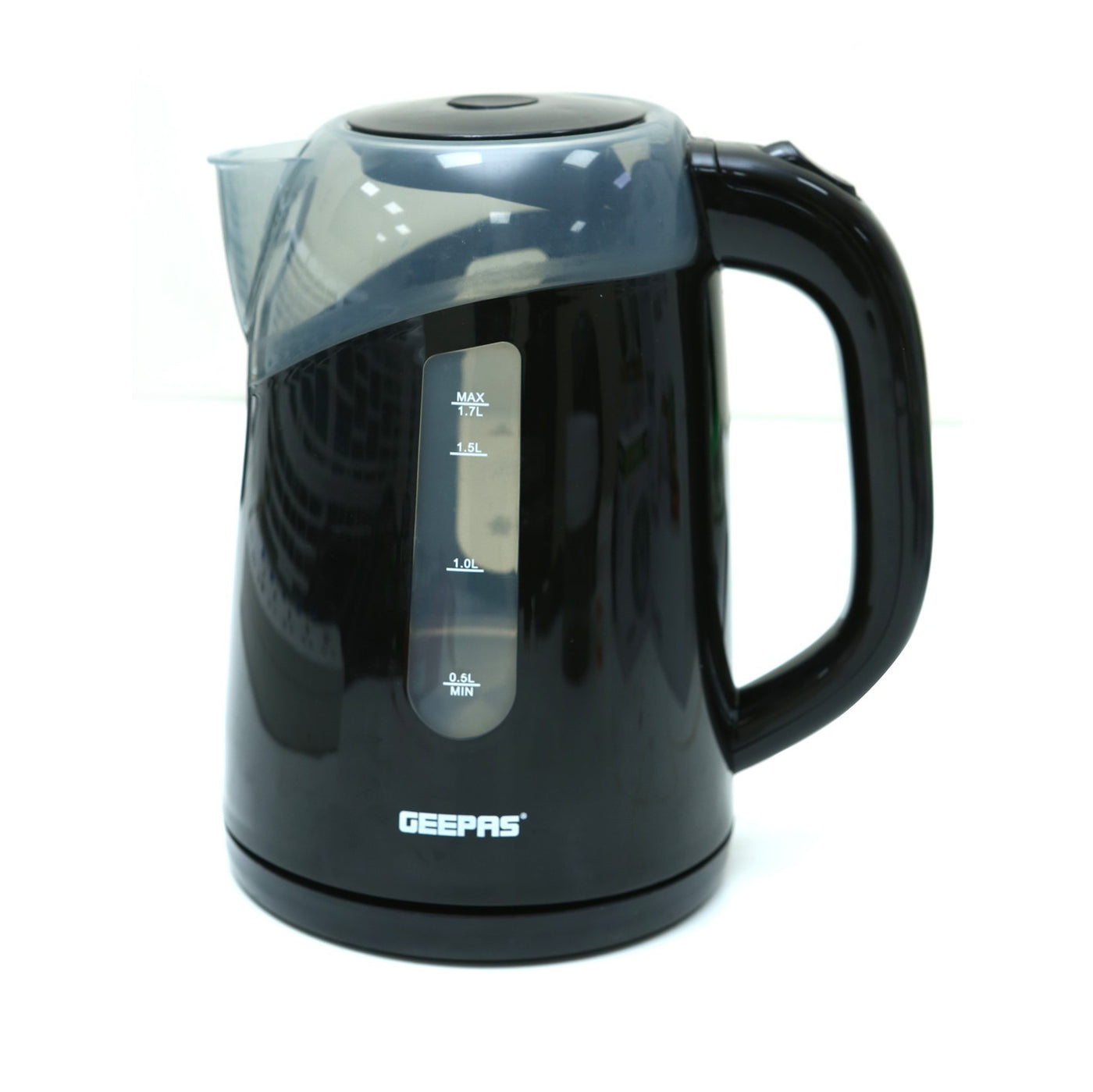 Electric Kettle, Plastic Water Kettle, Boil Dry Protection | Detachable Filter Spout | Automatic Lid Open Function 1.7 L 2200 W GK38027 Black/Clear