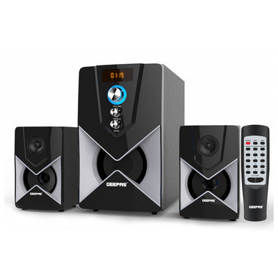 Geepas GMS8515 2.1 Channel Multimedia Speaker - 20000W PMPO, Powerful Woofer | USB, Bluetooth, Ideal for Pc, Play Station, Tv, Smartphone, Tablet, Music Player