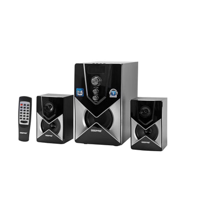 Geepas GMS8515 2.1 Channel Multimedia Speaker - 20000W PMPO, Powerful Woofer | USB, Bluetooth, Ideal for Pc, Play Station, Tv, Smartphone, Tablet, Music Player