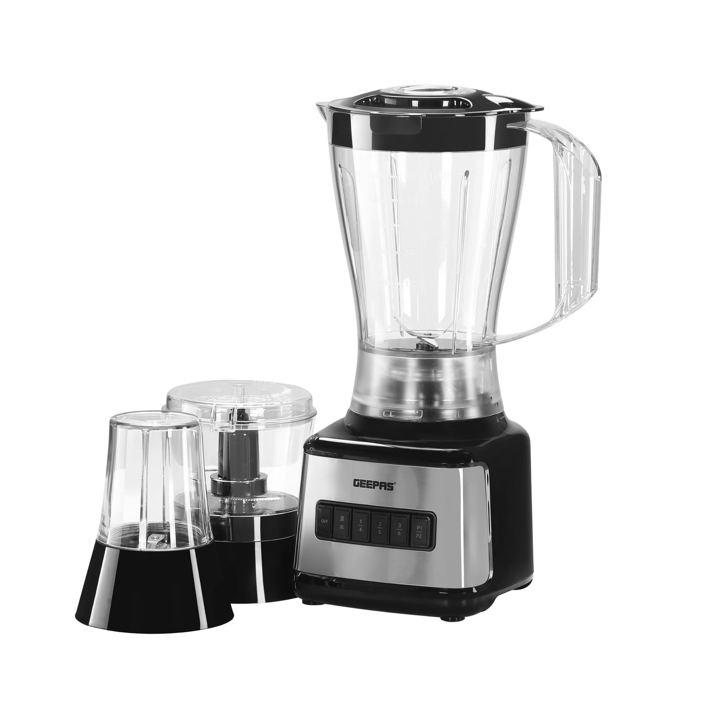 Geepas GSB44017 500W 3 in 1 Stainless Steel Blender - 8 Speed Control , 1.5L Plastic jar, 4 Sharp Blades & 2 Blending Preset Juicer- Mill & Chopping Blender, Anti-Slip feet Design | 2 Year Warranty