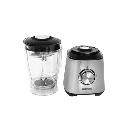 Geepas Super Blender- GSB5446| 800W Powerful Motor with 2 Speed Setting and Pulse| Transparent and Unbreakable Jars with Stainless Steel Blade| Grinder Attachment