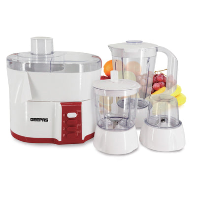 Geepas 4-in-1 Food Processor, 2 Speed with Pulse Control,  GSB9890 | 600W Powerful Motor, Safety Interlock, Circular Feed Tube, Stainless Steel Filter and Blade