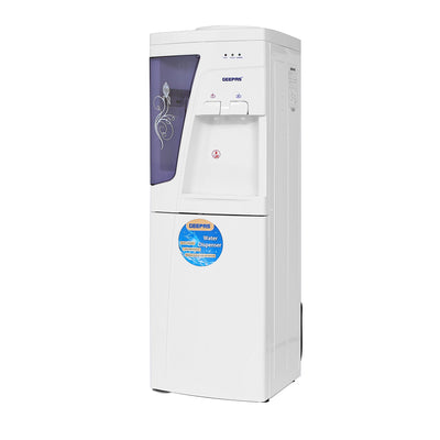 Geepas GWD8359 Water Dispenser - Hot & Cold Water Dispenser - Stainless Steel Tank, Compressor Cooling System, Child Lock - 2 Tap - 2 In 1 Water Dispenser - 1L Hot and 2.8L Cold Water Capacity