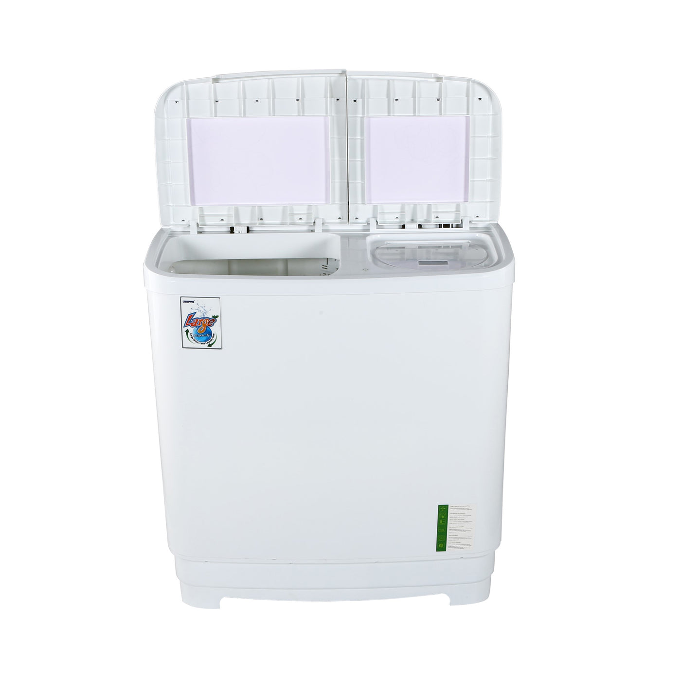 Geepas 9.2 KG Twin Tub Semi-Automatic Washing Machine- GSWM6467| High Back Control Panel and Semi-Automatic Top Load Washing Machine| Spin Capacity: 7.0 KG| White