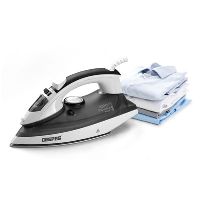 Geepas GSI7788 Ceramic Steam Iron 2000W- Temperature Control for Wet/Dry Crease Free Ironing | Steam Function & Self Cleaning Function | 2 Years Warranty