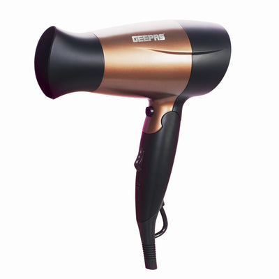 GH8642 1600W Mini Hair Dryer With Foldable Handle - 2-Speed And 2 Temperature Settings, Cool Shot Function, Ideal For All Types Of Hairs Gold/Black