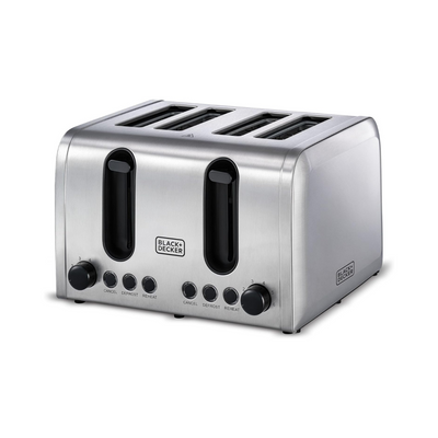 BLACK+DECKER 4 Slice Stainless Steel Toaster, Silver - ET444-B5