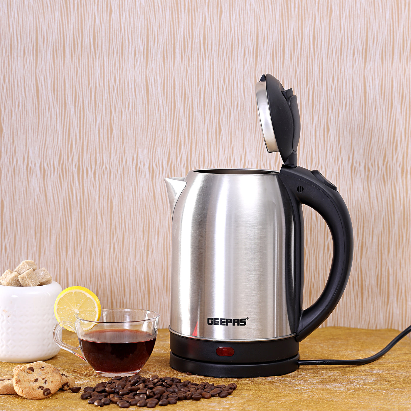 Stainless Steel Electric Kettle With Auto Shutt off and Boil Dry Protection 2 L 1800 W GK5466B Silver/Black