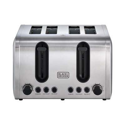 BLACK+DECKER 4 Slice Stainless Steel Toaster, Silver - ET444-B5