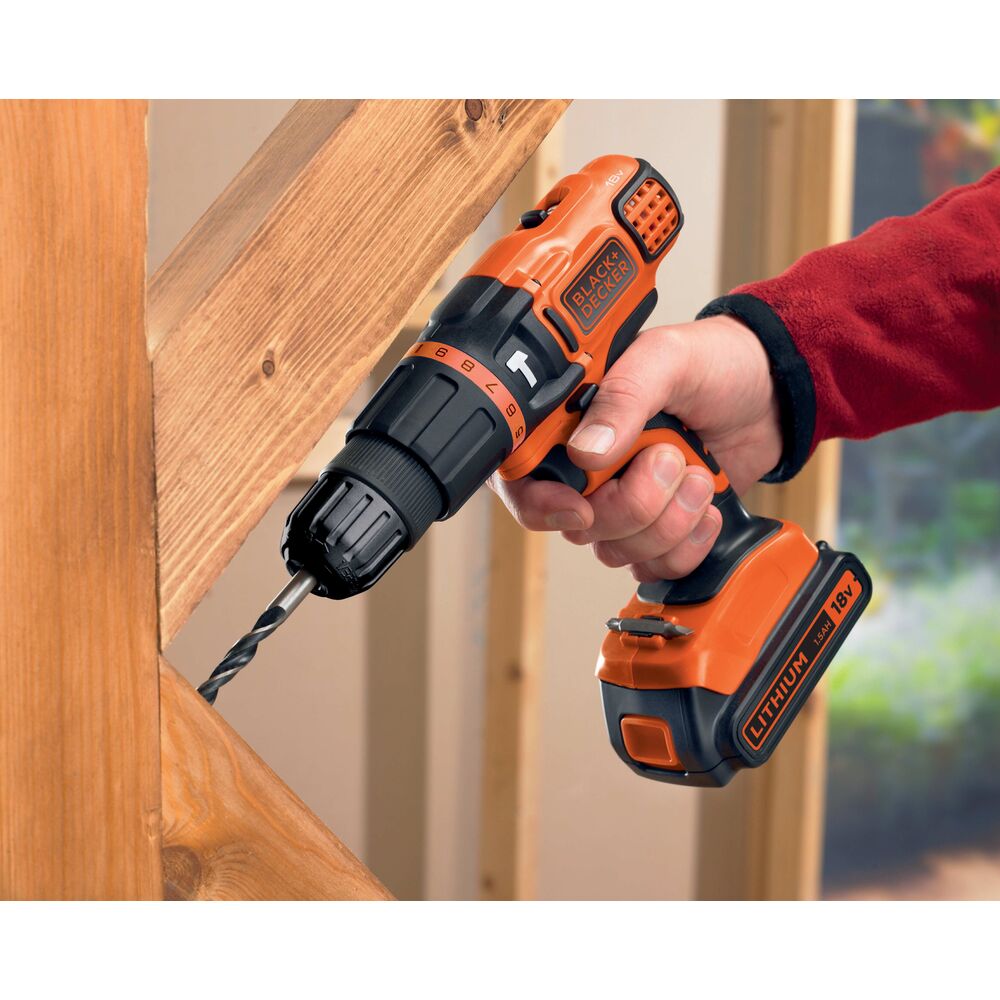 Brown Box Cordless Hammer Drill with 11 Torque Settings, 18V, Battery Not Included