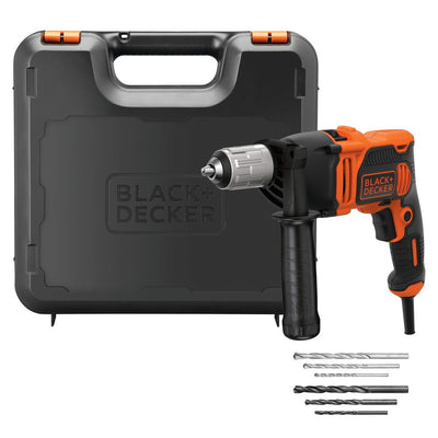 Brown Box  850W 3,100 RPM Corded Hammer Drill with Forward/Reverse Function with 6 Drill Bits in Kit box for Metal, Wood & Masonry Drilling