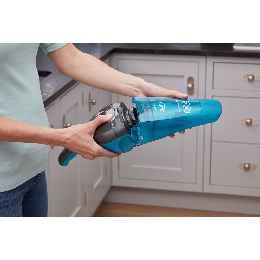 Brown box Cordless Dustbuster Handheld Wet & Dry Vacuum Cleaner, 7.2 V 1.5 Ah Li-Ion Battery with Charger Base, 385 ml, 14 Air Watts Suction Power