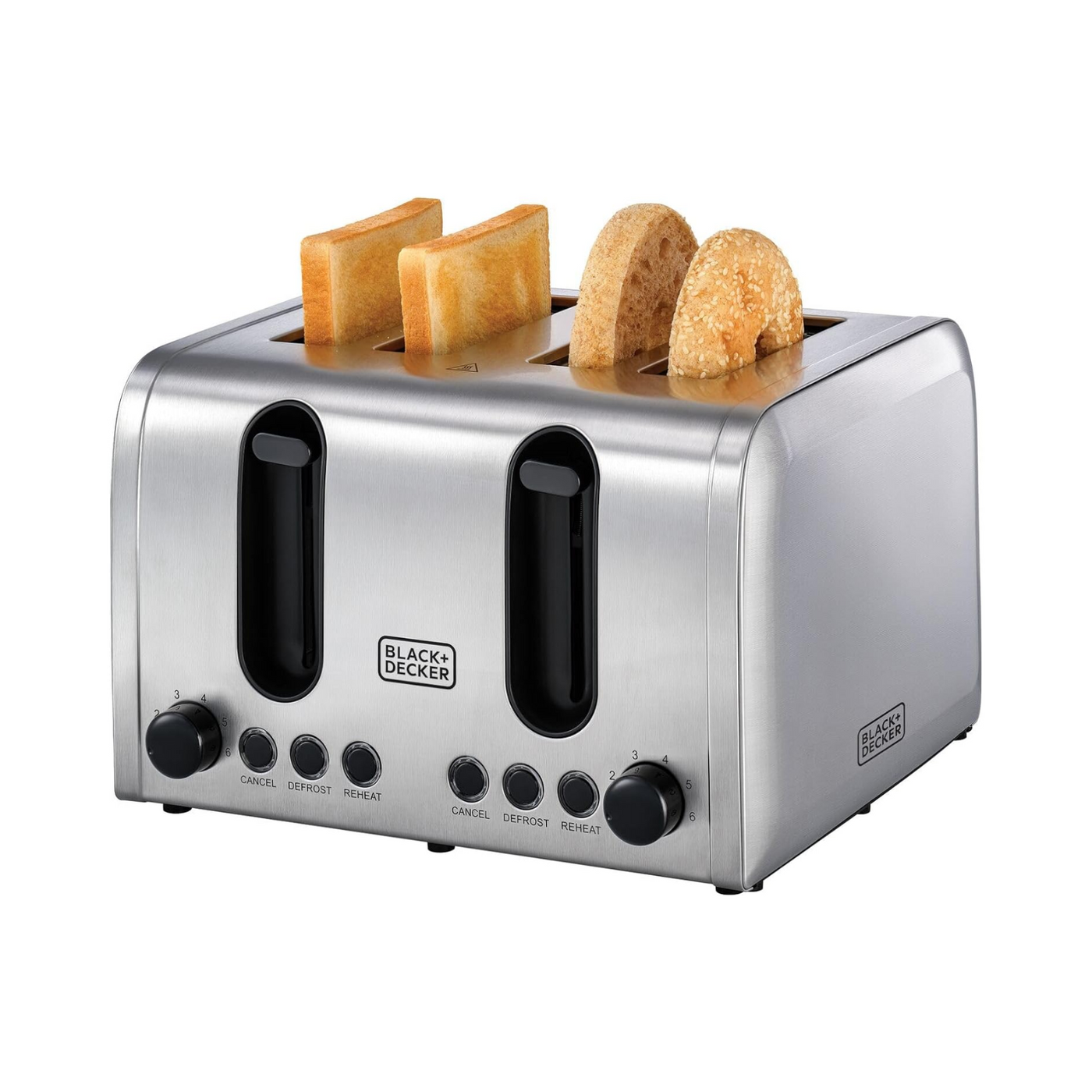 BLACK+DECKER 4 Slice Stainless Steel Toaster, Silver - ET444-B5