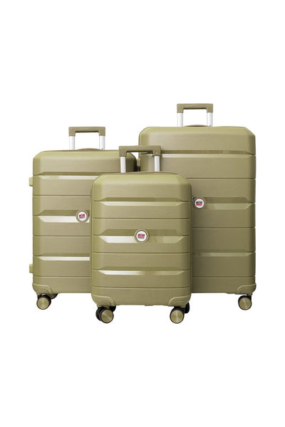 British Tourister 3 PCS Polypropylene Hardside Spinner Luggage Trolley Set 20/24/28 Inch Champagane + Travel Pillow, Memory Foam, Airplane Neck Pillow Gold