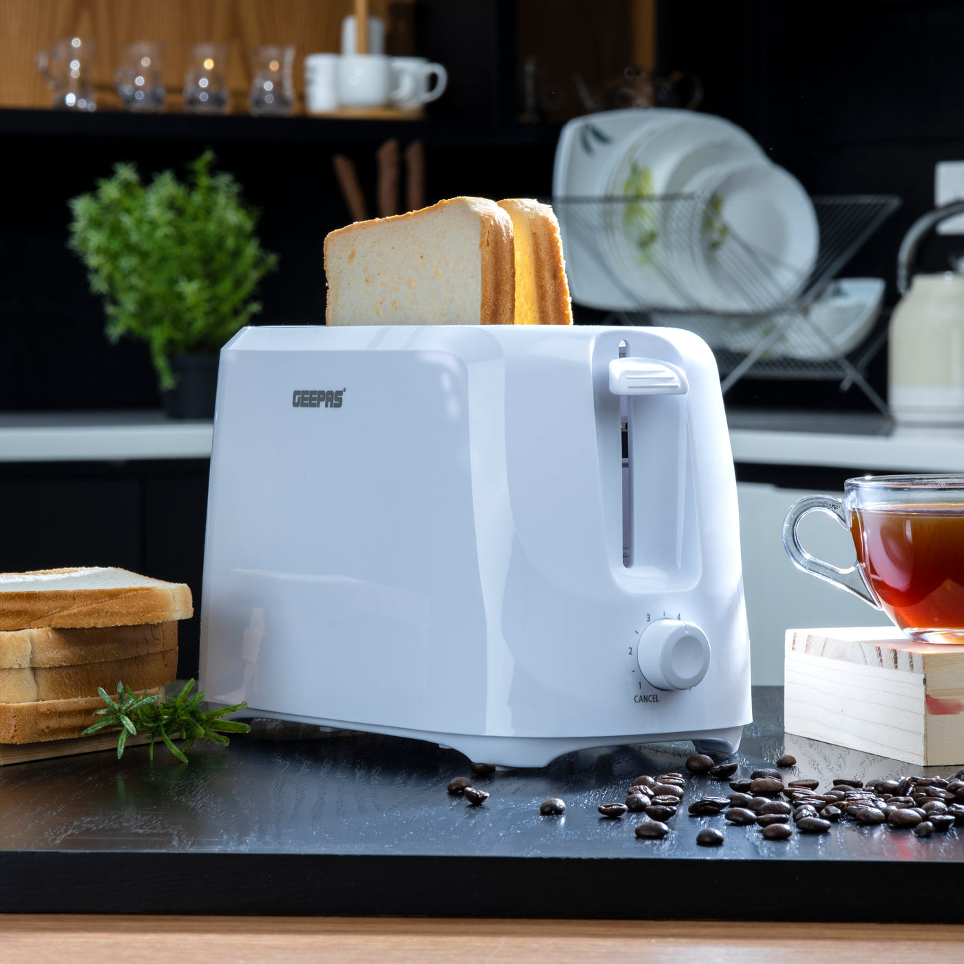 2 Slice Bread Toaster, Variable Browning Setting, GBT36515 | Cancel Function | Removable Crumb Tray | Wide Slots and High Lift Feature | Cord Storage