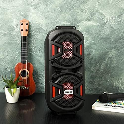 Geepas Rechargeable Portable Speaker - Portable Handle with 1500 MAH Huge Battery| TWS Connection & Compatible with BT/ USB/ AUX/ FM/ Micro SD | Ideal for Home, Hotels, Trips & Outdoor Use