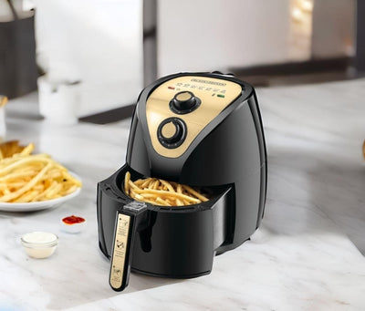 2.5 Liter 800G 1500W Manual Air Fryer Aerofry With Rapid Air Covection Technology, Black/Gold