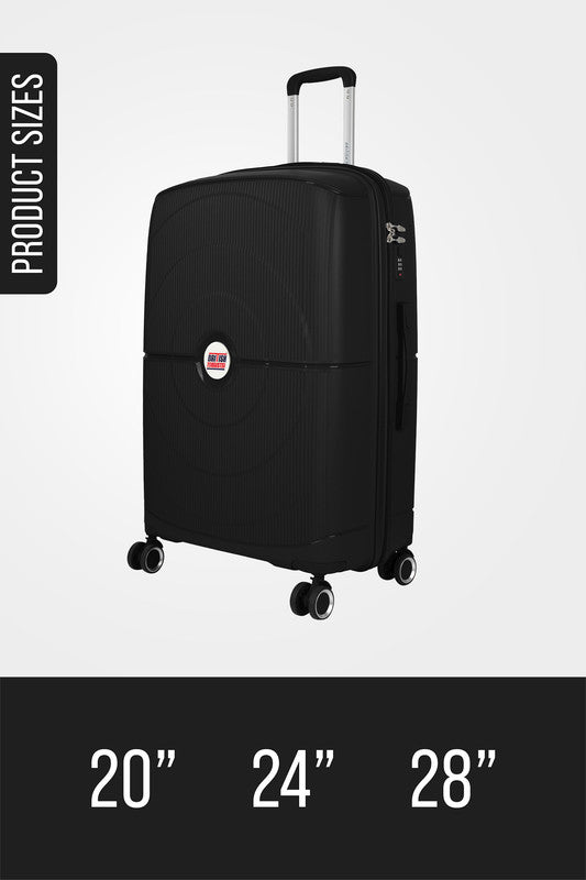 British Tourister 3 PCS Polypropylene Hardside Spinner Luggage Trolley Set 20/24/28 Inch Black + Travel Pillow, Memory Foam, Airplane Neck Pillow Red Wine