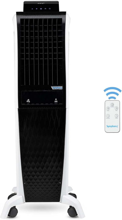 Symphony Diet 3D 40i Portable Tower Air Cooler For Home with 3-Side Honeycomb Pads, Pop-Up Touchscreen, i-Pure Technology and Low Power Consumption, 40L, Grey