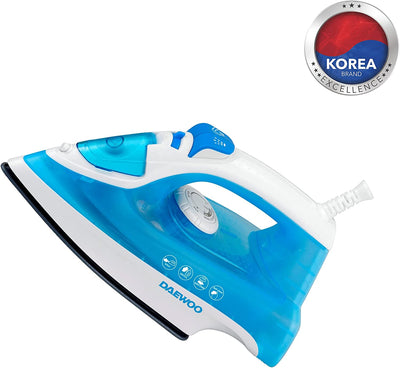 1800W Steam Iron with Non-Stick Soleplate, Self Clean, Spray & Steam Function Korean Technology Light Blue