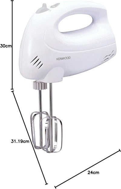 KENWOOD Stand Mixer Hand Mixer (Electric Whisk) 250W with 2.7L Rotary Bowl, 6 Speeds + Turbo Button, Twin Stainless Steel Kneader and Beater for Mixing, Whipping, Whisking, Kneading HM430 White