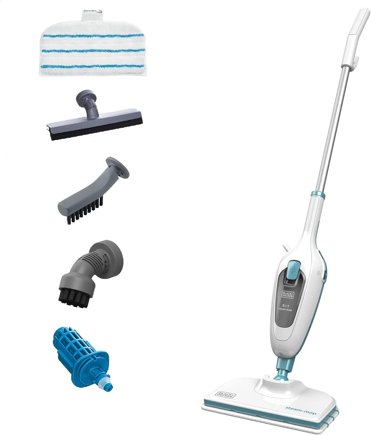 Brown Box  5-in-1 Steam Mop with Superheated Steam with 5 Accessories, Swivel Head, 1300 W, 380 ml