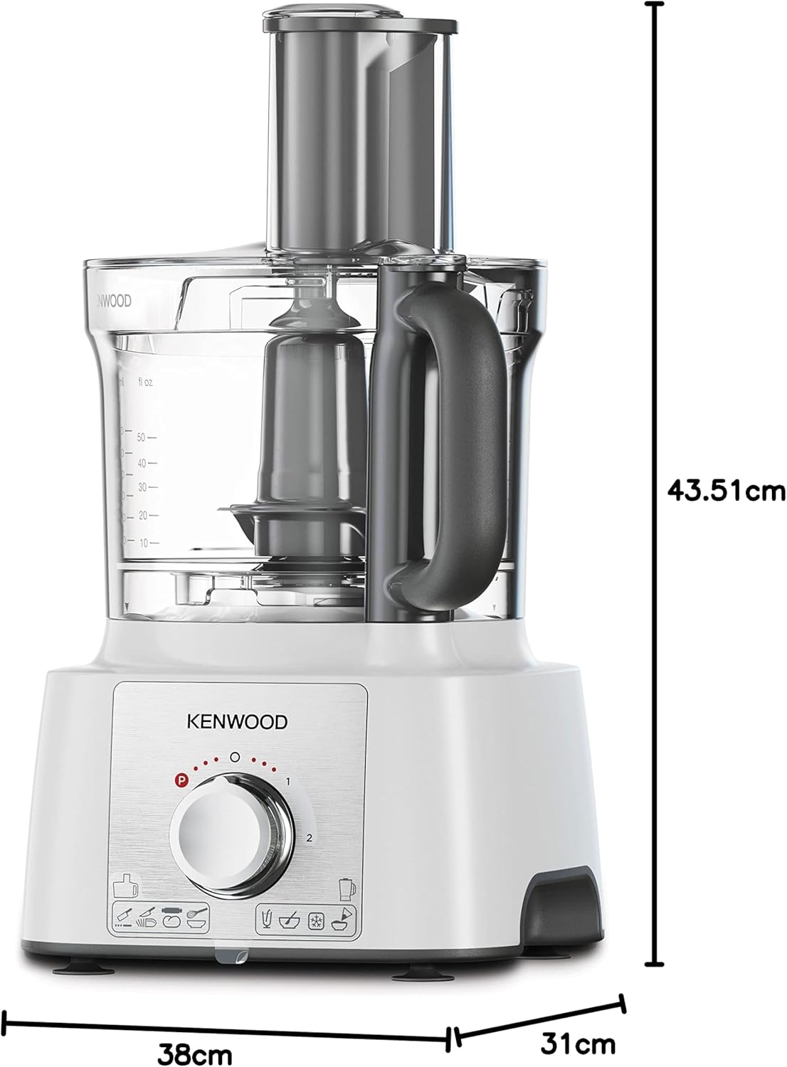 Kenwood Food Processor 1000W Multi-Functional With 3L Bowl, 2 Stainless Steel Disks, Blender, Grinder Mill, Whisk, Dough Maker Fdp65.400Wh White