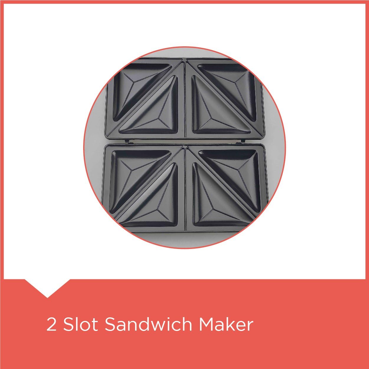 Brown Box Sandwich Maker with Removable Grill Plate 2 Slot 750 W