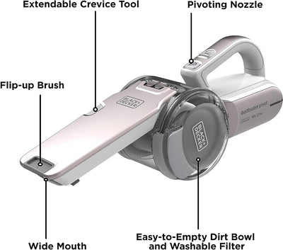 Brown Box Cordless Dustbuster Pivot Handheld Vacuum Cleaner, 18 V 1.5 Ah Li-Ion Battery, Flexi Hose & Crevice Nozzle, 440 ml, 27.5 AW Suction Power