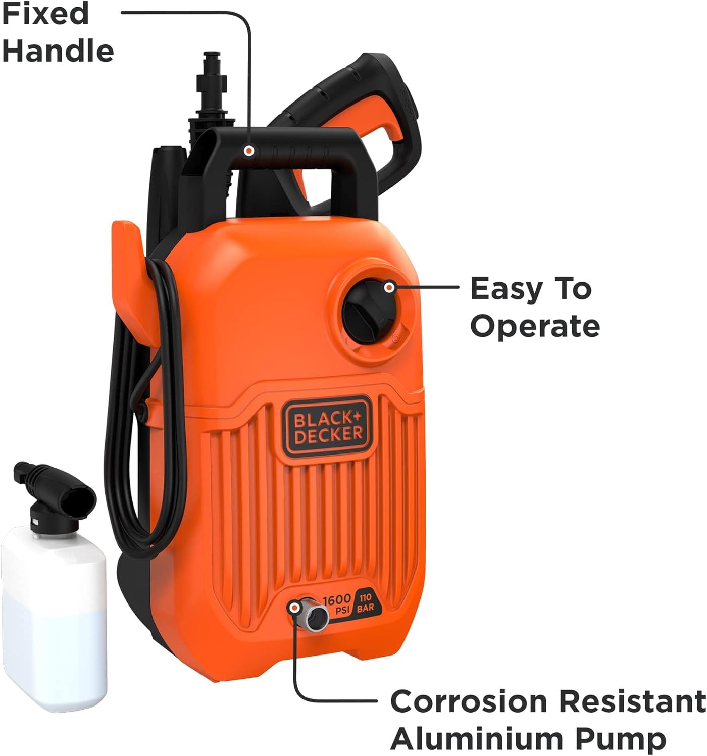 Brown Box BLACK + DECKER 1300W 110 Bar/1600 PSI Pressure Washer With Self Priming