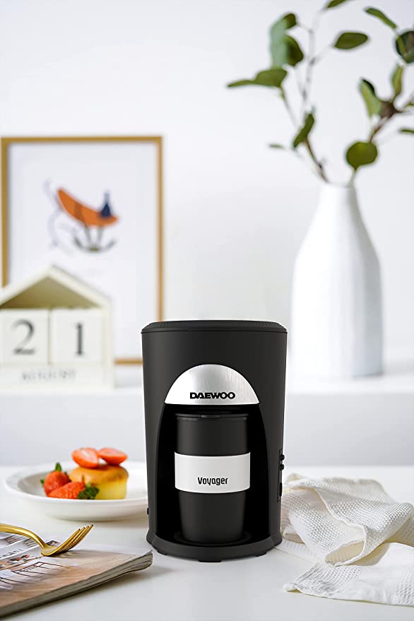 Brown Box Portable Single Cup Coffee Maker for Drip Coffee and Espresso with Travel Mug 500W