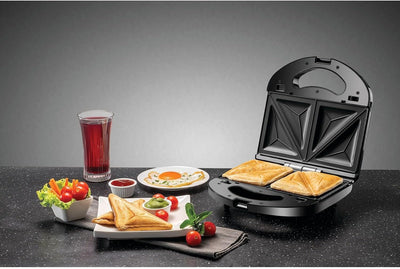 Sandwich & Grill Maker Non-Stick 2-in-1 Interchangeable Sandwich and Grill Maker With Indicator and Ready to Cook Lights 2 Years Warranty 780.0 W TS2120-B5 Black and Sliver