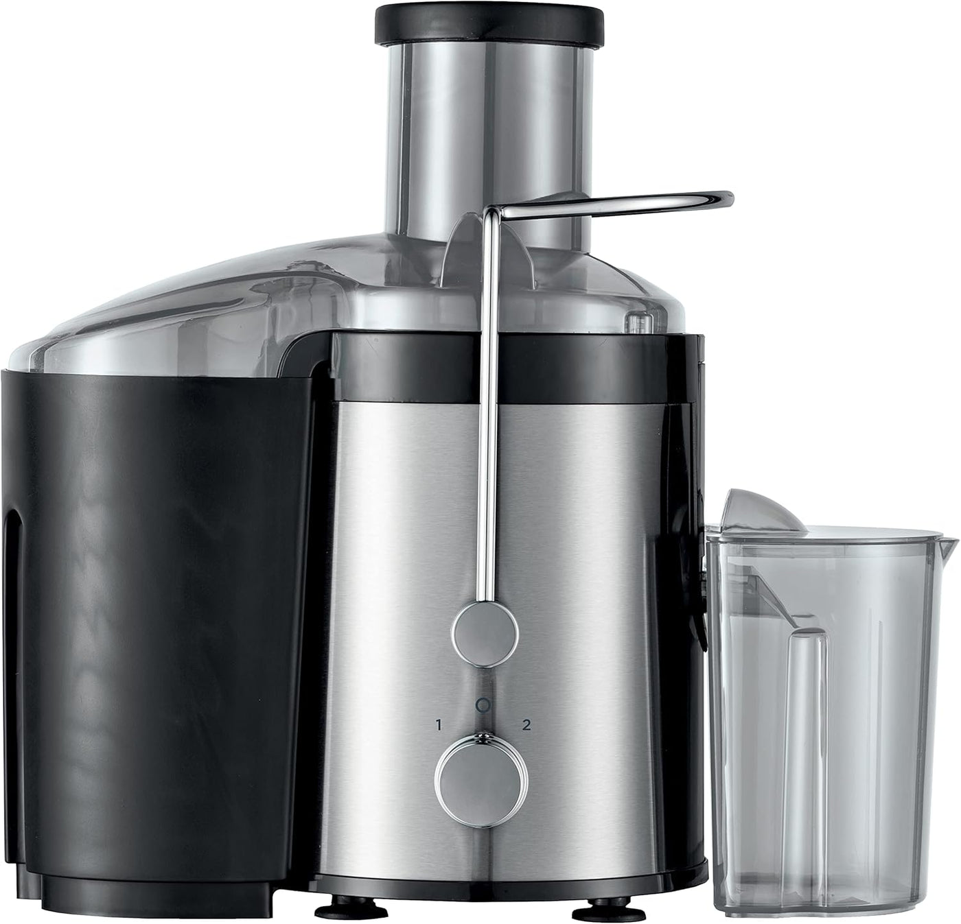 Brown Box - KENWOOD Juicer 300W Stainless Steel Juice Extractor with 65mm Wide Feed Tube,2 Speed, Transparent Juice Jug, Pulp Container, Anti Drip for Home, Office,Restaurant & Cafeteria JEM01.000BK Silver/Black