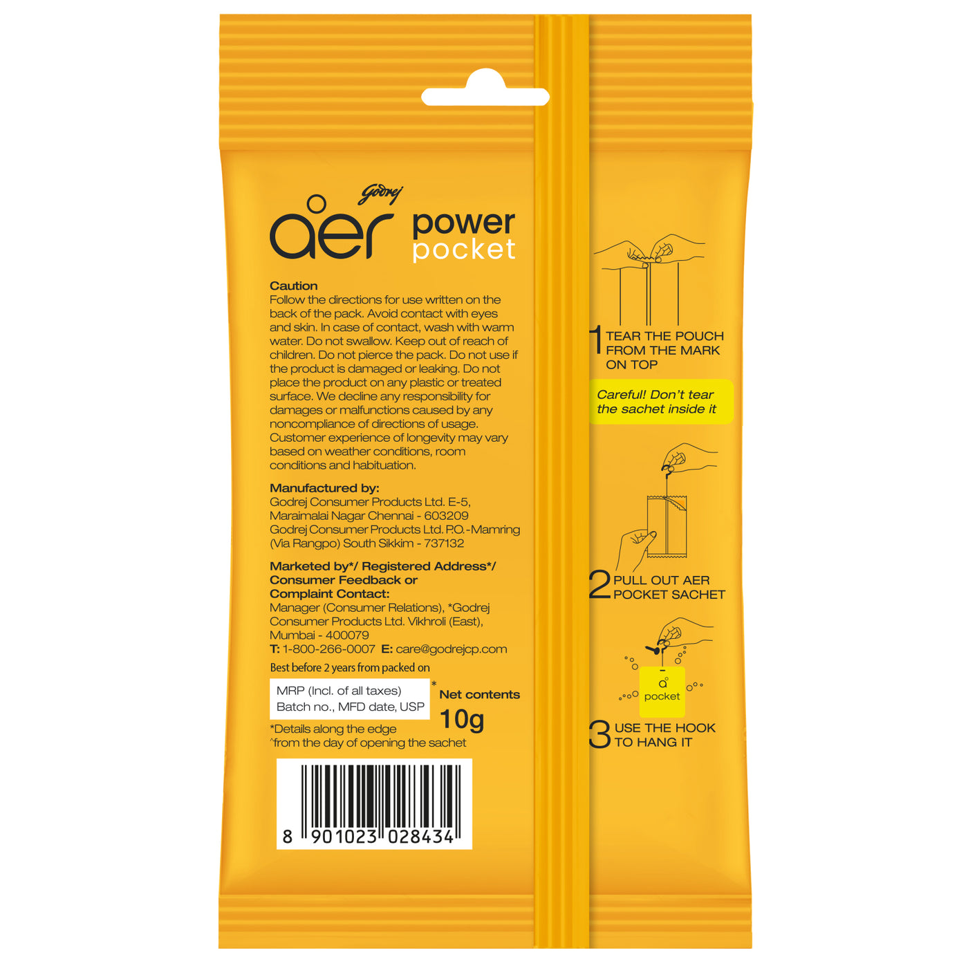 Godrej Aer Power Pocket Bathroom Fragrance -Bright Tangy Delight 10g