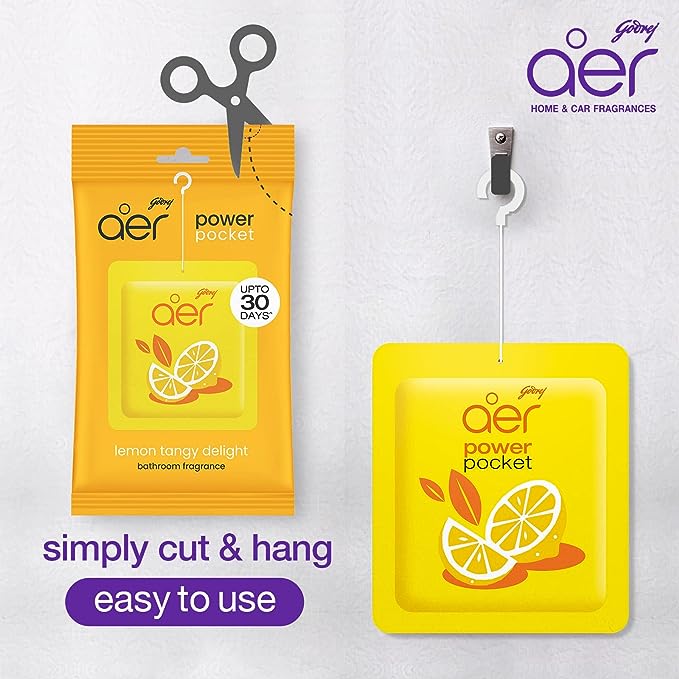 Godrej Aer Power Pocket Bathroom Fragrance -Bright Tangy Delight 10g