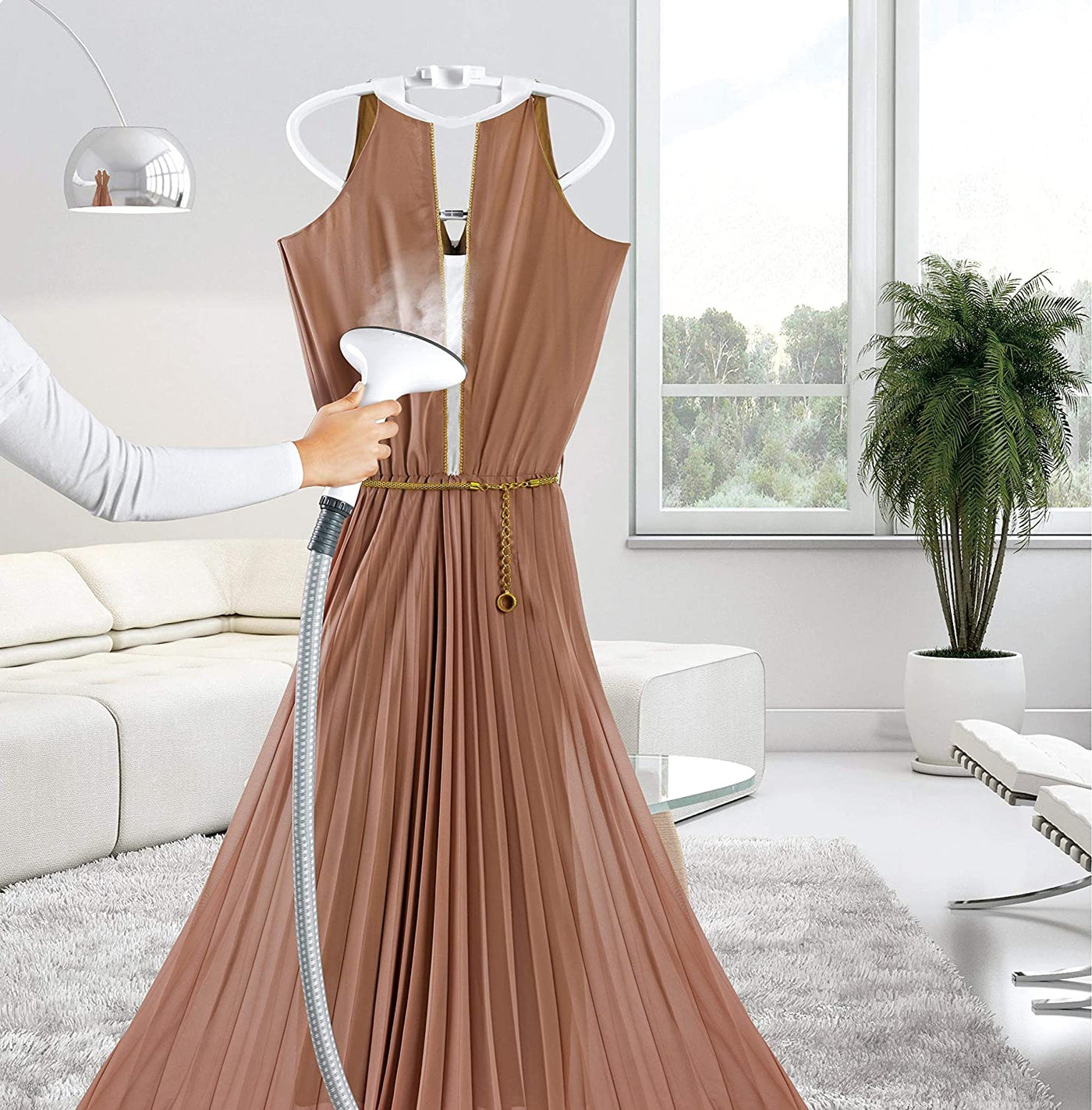 Brown Box Garment Steamer with Double Pole 2000 W 2.4 Liter 3 Stage White/Grey