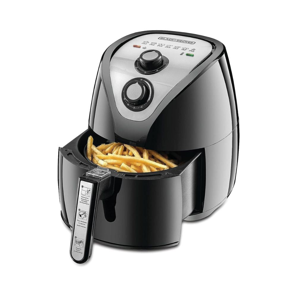 Air Fryer 1500W 2.5L Capacity 360° Rapid Air Convection Technology, Temperature-Time Control For Little/No-Oil Healthy Frying, Grilling, Roasting, and Baking, Black/Silver