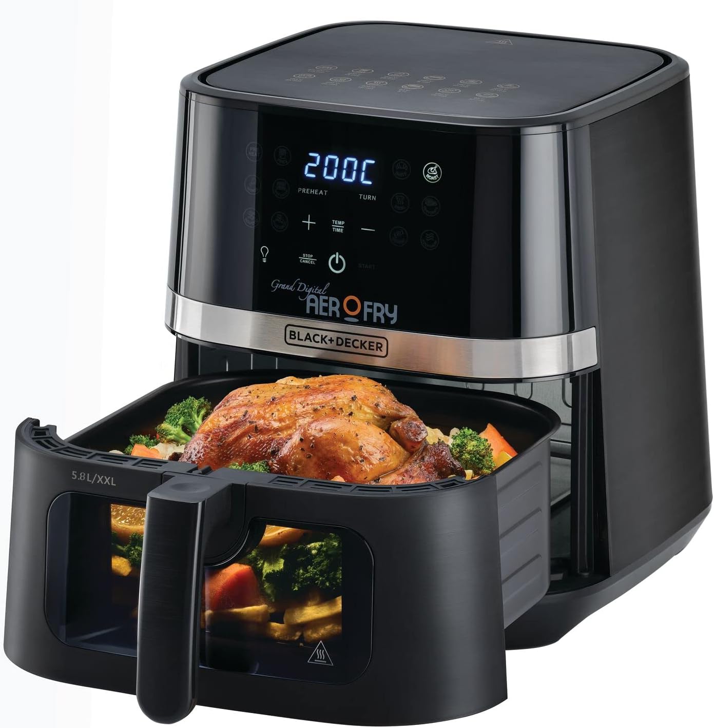 Brown Box Digital 12-in-1 Multifunction Air Fryer 1800W 8.5L/2Kg Capacity With Rapid Hot Air Circulation For Frying, Grilling, Broiling, Roasting, and Baking