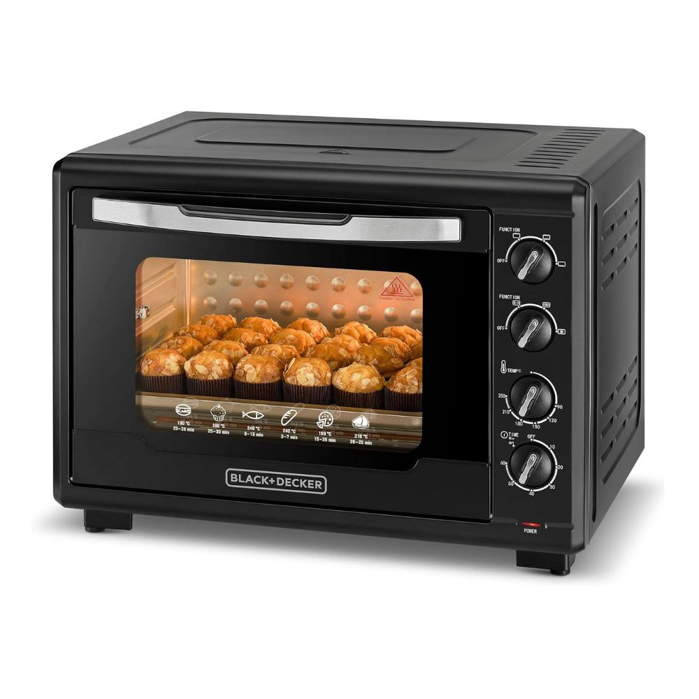 55L Double Glass Multifunction Toaster Oven with Rotisserie for Toasting/ Baking/ Broiling