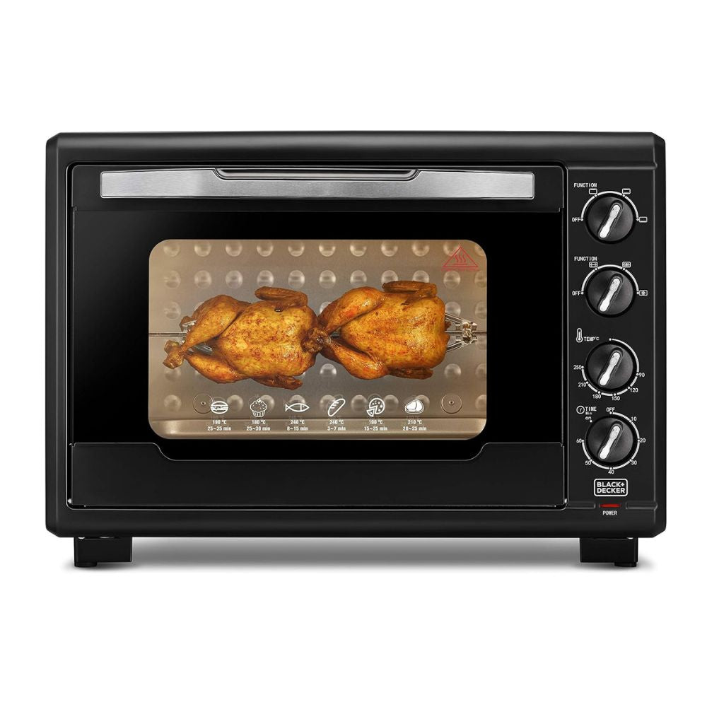 55L Double Glass Multifunction Toaster Oven with Rotisserie for Toasting/ Baking/ Broiling