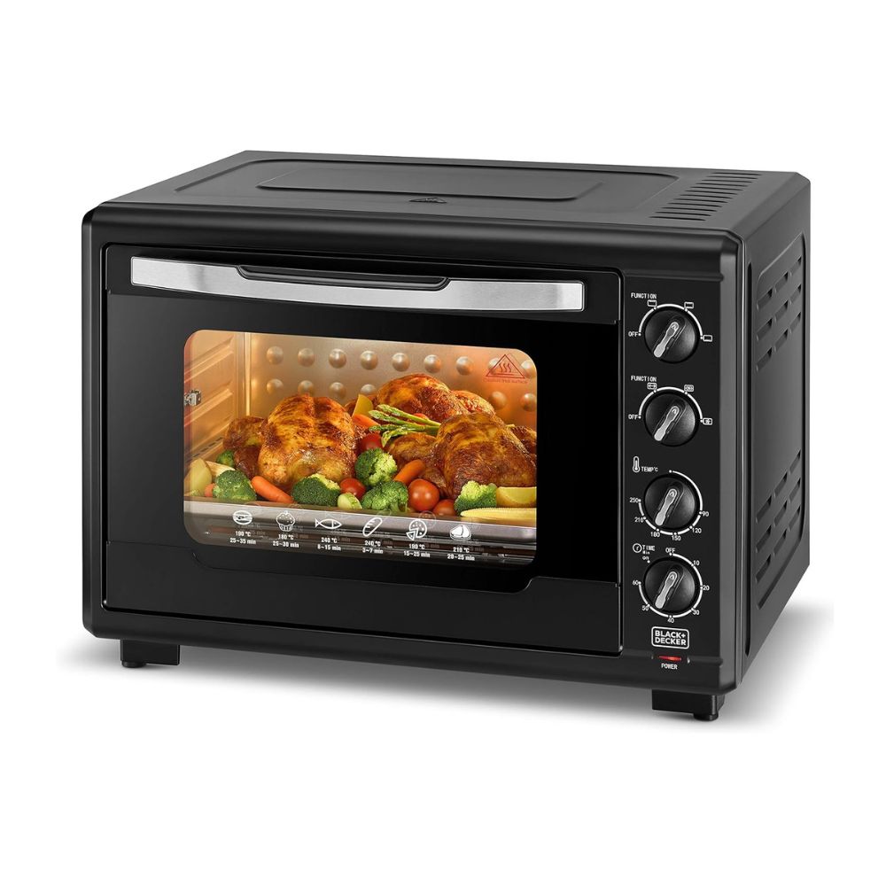 55L Double Glass Multifunction Toaster Oven with Rotisserie for Toasting/ Baking/ Broiling