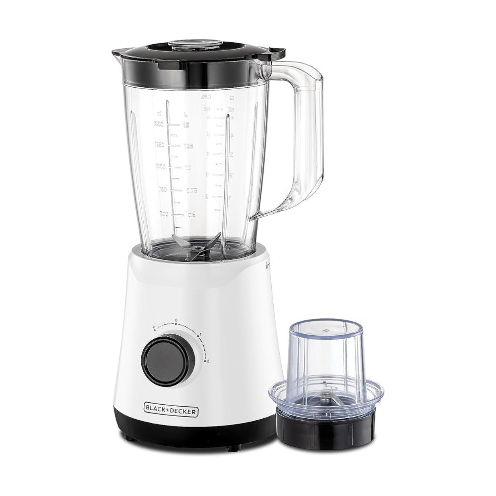BLACK+DECKER 500W 1.5L Blender with Grinder Mill and Ice crushing function, White - BX520-B5