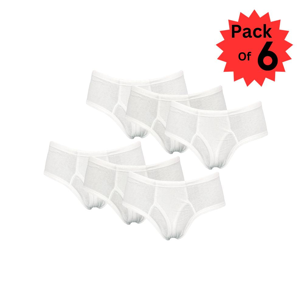 Alphabet Boys Brief  White 6 Pack (7/8yrs)