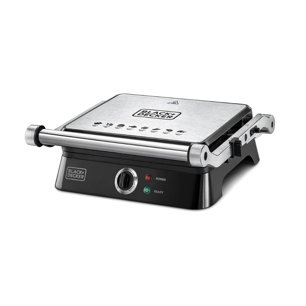 1400W Contact Grill With Full Flat Grill For Barbecue