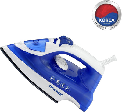 1800W Steam Iron with Non-Stick Soleplate, Self Clean, Spray & Steam Function Korean Technology Light Blue