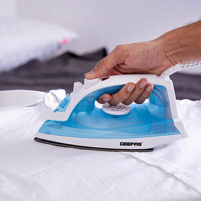 Geepas GSI7783 1600W Multifunctional Steam Iron| For Crisp Ironed Clothes - Non-Stick Soleplate, Wet/Dry Function & with Temperature Control, 140 ML capacity- Dry/Steam Burst/Steam/Vertical Steam/Spray Function - 2 Years Warranty